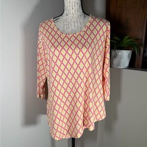 Lulu-B Diamond Patterned Blouse in Pink and Yellow